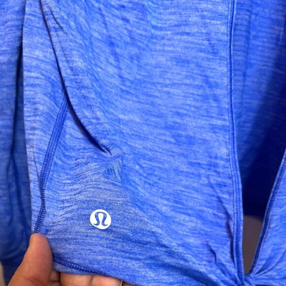 Lululemon Beat The Heat Heathered Blazer Blue Long Sleeve Top Size 10 Open Back - Picture 7 of 9